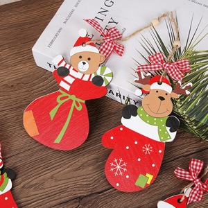 Ornements de Noël en bois, décorations suspendues pour l'arbre et la maison, décorations festives avec motifs renne, ours, bonhomme de neige et Père Noël - Product Image 4