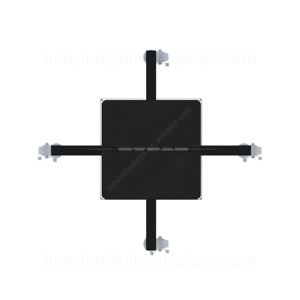 Support de présentation rotatif à 4 faces avec roulettes, panneau perforé et crochets pour outils et pinceaux de maquillage, présentoir tournant en métal - Product Image 4