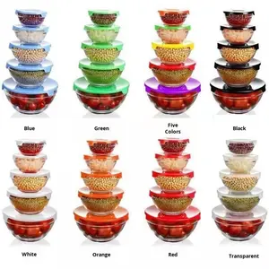 モダンなデザインの5ピースセットガラス蓋インスタント麺調理耐熱フレッシュサラダ/ボウル用パーティー用 - Product Image 3