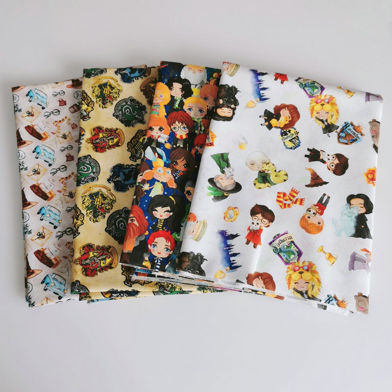 Мягкая легкая на ощупь ткань из 100% хлопка, не тянущаяся ткань с цифровым принтом Гарри Поттера для одежды