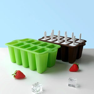 Moules à glace en silicone de qualité alimentaire à 10 cavités pour la fabrication de bâtonnets glacés, réutilisables, écologiques, outils pour faire de la glace maison - Product Image 1
