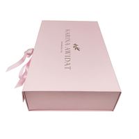 Gerippter Griff Rosa Faltbare Magnetische Geschenkbox - Extragroße Größe mit Vollabdeckplatte - Individueller Golddruck