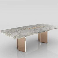 Luxe léger luxe villa de luxe table à manger en bois massif table à manger en marbre haut de gamme moderne rectangulaire console personnalisable