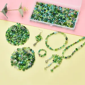 Zhubi Mix Groen Glas Ronde Kralen 1000Pcs Uniek Ontwerp Kristal Rondelle Kralen Voor Armband Diy Ambachten Sieraden Maken Kit