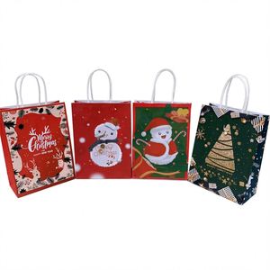 Bolsa de Papel Kraft Navideña KUAIMA de 22*11*27cm, Bolsa de Regalo para Fiestas, Bolsa de Compras con Diseño de Alce, Árbol de Navidad y Muñeco de Nieve - Product Image 6