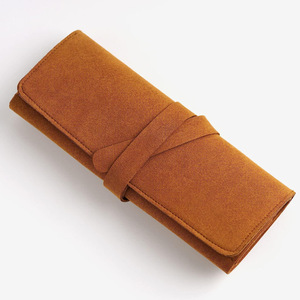 Cross-border microfiber portable multi-functional jewelry roll <b>bag</b> for earrings, rings, <b>studs</b>, necklaces, and watches. - Product Image 3