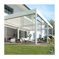 Pergola Rétractable Motorisée en Aluminium avec Toit Persienné Pliant Étanche, Pare-Soleil de Jardin pour Plafond et Puits de Lumière Télescopique