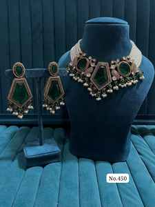 ชุดสร้อยคอจี้ห้อยคอ CZ mossinaite kundan ทันสมัยทันสมัยสำหรับผู้หญิงชุดสำหรับงานแต่งงานงานเลี้ยง - Product Image 5