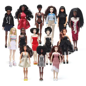 कस्टम 18 इंच अफ़्रीकी गुड़िया बॉल जॉइंटेड गुड़िया पीवीसी खिलौने पूरे सेट कपड़ों के साथ लड़कियों के लिए कूल फैशन गुड़िया