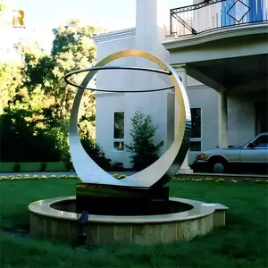 نافورة دائرية من الفولاذ المقاوم للصدأ بتصميم فني حديث مخصص - Product Image 4