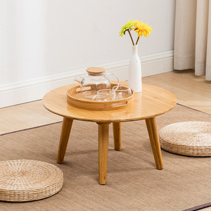 <b>Bamboo</b> Round Coffee <b>Table</b> Handmade Living Room Low <b>Table</b> Bedroom Balcony Tea <b>Table</b> - Product Image 1
