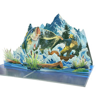 Carte de vœux personnalisée 3D faite à la main, écologique, style animaux marins, artisanat en papier, pour la fête des pères et les anniversaires
