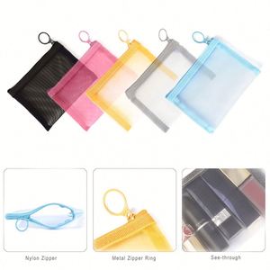 5 pièces, accessoires de maquillage, organisateur de cosmétiques, mini sacs en filet à fermeture éclair, petit kit de voyage, pochette de rangement - Product Image 6