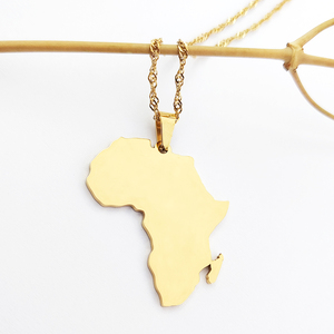 Golden Etiopia Contorno Africa Mappa con il Cuore Paese di South African Mappa Collana - Product Image 1
