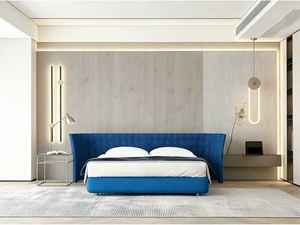 Tête de lit pour lit double en rotin japonais rembourré avec rangement, moderne, luxueux, lit simple, double, grand lit, lit queen-size, lit king-size - Product Image 2