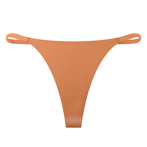 Tanga de mujer con tirantes finos, de talle bajo, sin costuras, invisible, con forro de algodón, tallas grandes, al por mayor - Product Image 1