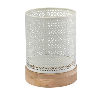 Porte-<span class=keywords><strong>bougie</strong></span> d'urgence découpée en métal, Base en bois, chandelier - Product Image 1