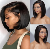 Perruque Bob en cheveux humains, dentelle HD 13x6, sans colle, pour femmes