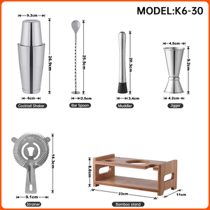 Sáng Tạo Nhà Máy Trực Tiếp Kit Bartender Barware Công Cụ Thiết Lập 800Ml Thép Không Gỉ Boston Shakers <span class=keywords><strong>Cocktail</strong></span> Bar Với Tre Gỗ Đứng - Product Image 2