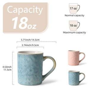 Bộ <span class=keywords><strong>2</strong></span> đầy màu sắc 18OZ lớn cốc cà phê gốm với xử lý phong cách độc đáo cốc lớn cho phụ nữ và nam giới - Product Image 2