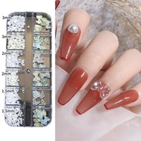 12 Grille Nail Art Designs Ronde Demi-Ronde Perle De Luxe Blanc Perles Ongles Accessoires Nail Art Décoration