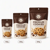 Sachet Doypack personnalisé imprimé finition mate 500g pour biscuits aux pépites de chocolat, emballage alimentaire pour boulangerie