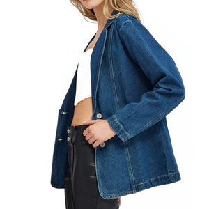 Blazer de Mezclilla para Mujer, Nuevo Diseño, Alta Calidad, Corte Entallado, Cuello de Solapa, Chaqueta Casual de Manga Larga - Product Image 3