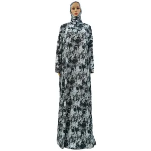 Busana Muslim Rode Abaya boubou cetak musim semi musim gugur Abaya untuk wanita doa gaun panjang Dubai Abaya Kaftan Islam pakaian bertudung
