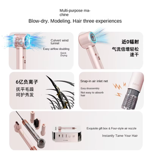 Secador de Pelo 5 en 1 de 1600W de Alta Velocidad, Inalámbrico, con Motor DC, Iones Negativos, Temperatura Constante, Portátil, Rotatorio, para el Hogar - Product Image 2