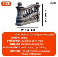 Balustrade traditionnelle en marbre balustrade hôtel balcon balustrade pierre naturelle garde-corps romain balustre escalier main courante pour cour jardin décor