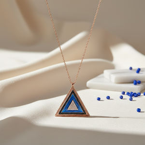 Triángulo geométrico diseño esmalte forma negro y claro circón piedra turca hecha a mano venta al por mayor 925 joyería de plata esterlina - Product Image 3