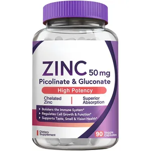Highly Potency Zinc Capsules 50 mg Zinc Supports Natural Immune Defense DNA & Protein Formation Elemental Zinc Capsules