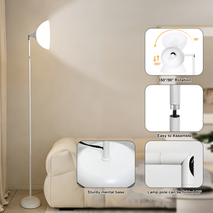 360 Flexible Modern Metal LED Floor Lamp <b>E26</b> Remote Control Adjustable Brightness Easy <b>Bulb</b> Replacement CRI 90 Home Bedroom - Product Image 4