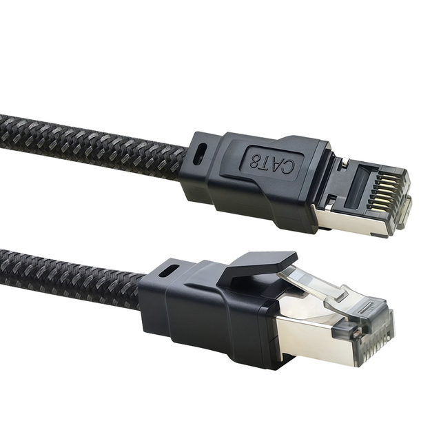 Professional LSZH 40Gbps 2000MHz Round Router Network Shielded RJ45 Lan Cable Braided Gaming Cat8 SFTP Patch Cord Cable