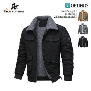 جاكيت رجالي شتوي كاجوال للملابس العمل بأسلوب الهيب هوب مع شعار أمامي، جاكيت جديد دافئ للشتاء مبطن بالصوف السميك - Product Image 1