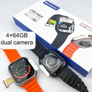 Câmera dupla 4G cartão SIM relógio de chamada telefônica C90 MAX S9 ULTRA 2 relógio WIFI GPS vídeo Android PK DW88 DW89 4g relógio ultra inteligente