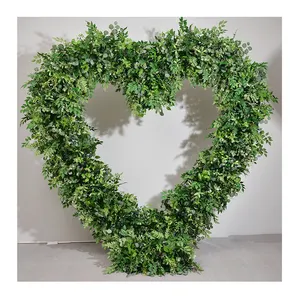Artificial green leaves silk flowers wedding arch horn with flower leaf heart shape flower row arch for wedding party decoration
