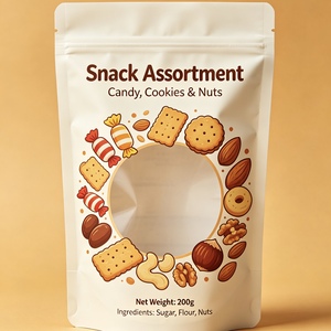 Sachet Doypack transparent sur mesure avec fenêtre, thermoscellable et refermable à fermeture éclair pour snacks, biscuits, noix et fruits secs - Product Image 5