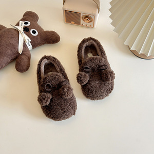 Bonito adorno <span class=keywords><strong>de</strong></span> bola <span class=keywords><strong>para</strong></span> niñas pequeñas, zapatos planos <span class=keywords><strong>de</strong></span> <span class=keywords><strong>Ballet</strong></span> <span class=keywords><strong>de</strong></span> piel cálida <span class=keywords><strong>de</strong></span> invierno <span class=keywords><strong>para</strong></span> niños pequeños, zapatos <span class=keywords><strong>de</strong></span> suela suave con lazo suave - Product Image 4