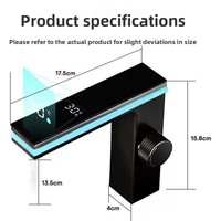 Nouveau Design Robinet Mitigeur de Lavabo à Affichage Numérique Intelligent Lumière Ambiante, en Laiton Moderne Monotrou pour Vasque de Salle de Bain