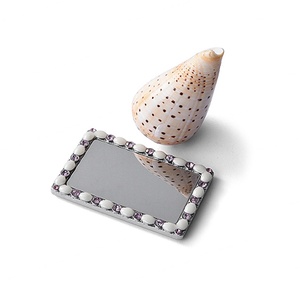 Custom Logo <b>Rectangle</b> Purple Epoxy Sticker Zinc Alloy Single Side Pocket Makeup <b>Mirror</b> - Product Image 3