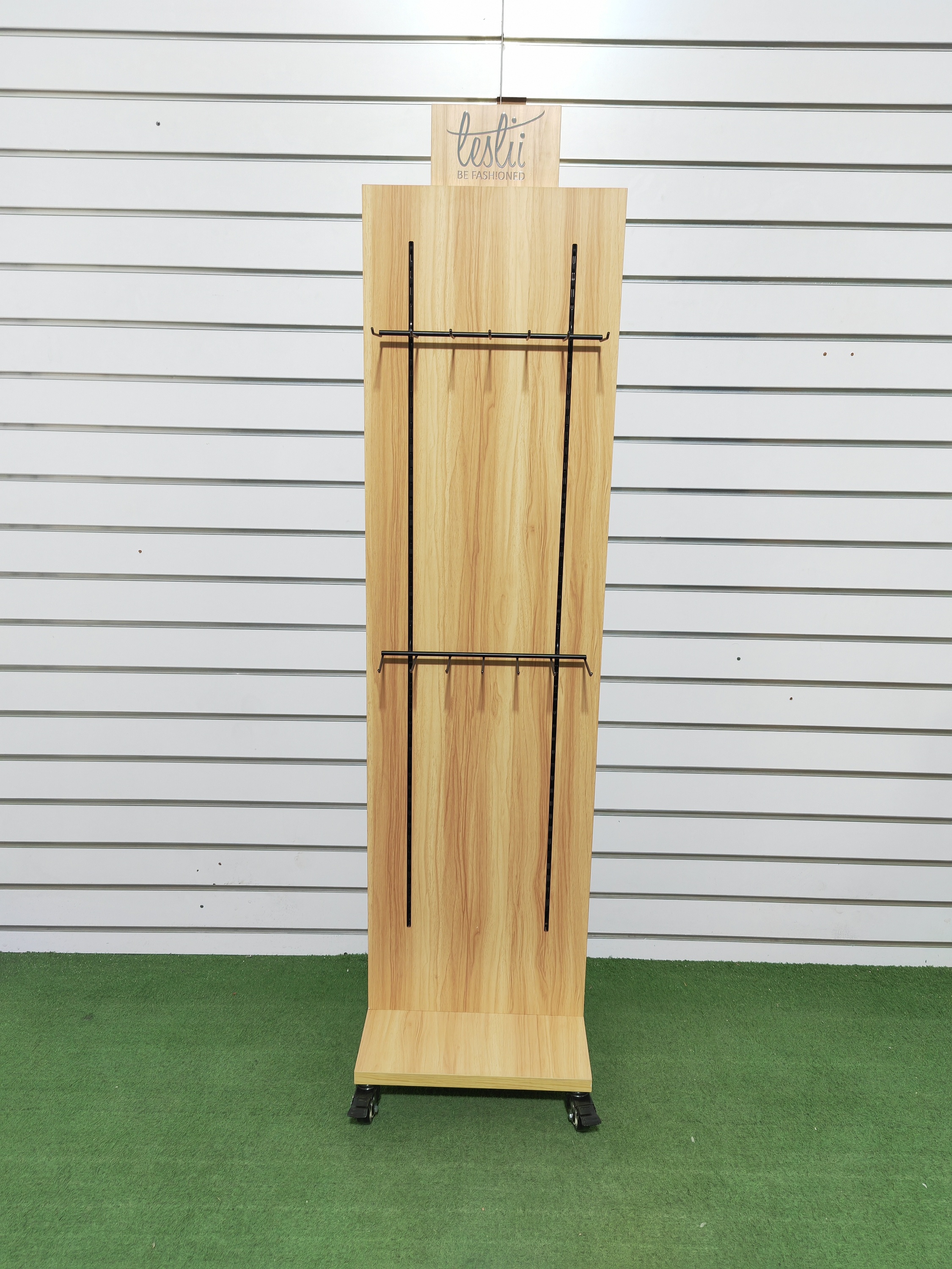 Jewelry & Belt Display Stand Double-Sided Heavy Duty Metallic with Removable Hook and Caster for Retail Supermarkets — view 6