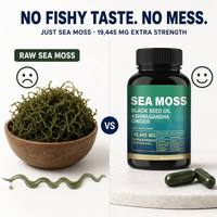 Sea Moss 8 1 Kapsul 19445mg Kompleks Minyak Biji Hitam Ashwagandha Jahe Suplemen Pendukung Imunitas Alami Harian untuk Dewasa 60