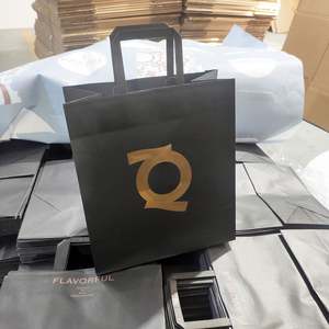 Sacs en papier personnalisés de luxe noirs modernes uniques pour vêtements, parfums, emballages de bijoux, cadeaux, achats en gros KM - Product Image 2