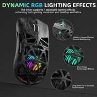 Souris de jeu sans fil Aula SC620, tri-mode 2,4 GHz/USB-C/BT5.3, 12000 DPI, macro programmable, rétroéclairage RVB, touches Rapid Fire, 8 boutons