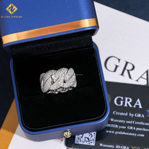 ZUANFA JEWELRY 3 Rows Stone <b>Moon</b> Shape Moissanite Hip Hop 925 Silver Rhodium Plated Pave Setting Jewelry Man Band Cuban <b>Ring</b> - Product Image 6