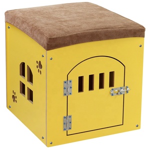 Printed Pattern Wooden <strong>Pet</strong> <strong>Bed</strong> MDF Dog House Kennel Rabbit Hide with Door - Product Image 6