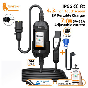 เครื่องชาร์จรถยนต์ไฟฟ้าเคลื่อนที่ Feyree 1 เฟส NACS 7kW 32A พร้อมอะแดปเตอร์ หน้าจออัจฉริยะ ควบคุมผ่านแอป Smart WiFi รองรับการใช้งานหลากหลาย สำหรับใช้งานกลางแจ้ง - Product Image 1