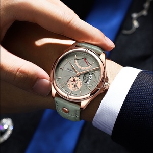 Montre homme POEDAGAR, mode, luxe, sport, montre-bracelet homme, étanche, lumineuse, cuir, date, quartz, avec boîte. - Product Image 6