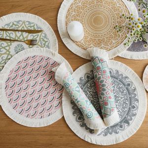 Place Boho Cotton Placemat Bohemian Mat Woven Grass Placemats <b>Table</b> Decor Wedding Receptions - Product Image 1